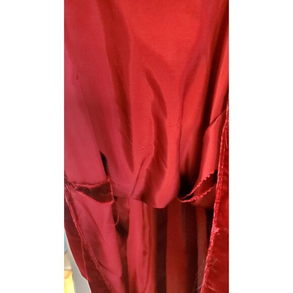 Vintage Red Velvet Long Sleeve Dress Lace Collar Gathered Waist Full Skirt Sz 8 - Picture 11 of 11